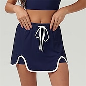 baratos Saias e Skorts Femininos-Aberto dos EUA Mulheres Saia de tênis Saias de tênis com shorts Com Cordão Assimétrico Encadernação de contraste Elasticidade Alta Tênis Golfe Corrida Branco Azul Marinho Escuro Verde Roupas de tênis