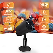 זול מקרנים-מקרן מיני חכם 30000 לומן, תמיכה ב-1080p, צג 300 אינץ&#039;, סיבוב 180°, מיקוד ידני, ניגודיות גבוהה, שבב חכם למשחקים