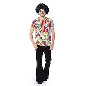 voordelige Bovenkanten-Cosplay kostuum T-Shirt Regenboog Jaren '70 Street Style T-shirt mouw Grafisch voor Voor heren Volwassenen 3D afdrukken  voor Halloween Carnaval Straat Festival