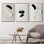 preiswerte Abstrakte Gemälde-schwarz-weißes Ölgemälde handgemachte Wandkunst 3er-Set abstrakte Malerei auf Leinwand handgemalte Textur moderne Malerei Wandkunst moderne abstrakte Malerei Wandkunst Wanddekoration