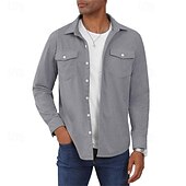 preiswerte Herrenjacken &amp; Herrenmäntel-Herren Hemdjacke Überhemden übergangsjacke Täglich Verschleißfest Tasche Sommer Frühling Einfach Klassisch Revers Dunkelgrau Schwarz Gelb Wein Marineblau Jacken