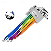 cheap Wrench-9 pcs Rainbow Allen Wrenches Set, Hex Key Set with Colored Short and Long Arm, Ball and Torx End, Metric