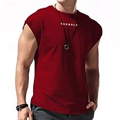 economico Canotte da palestra-Per uomo Canotta Maglietta smanicata Canottiera Maglietta senza maniche Senza Maniche Girocollo Estate Lettera Moda Designer Essenziale Stampato Vacanza Streetwear Uscire Nero Bianco Rosso Maglietta