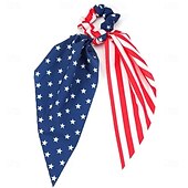 baratos Acessórios de penteados-Elásticos de cabelo com bandeira americana para mulheres e meninas, dia da independência, 4 de julho, elásticos de cabelo, estrela vermelha, branca e azul, laços de cabelo patrióticos, fitas do dia da
