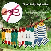 abordables Crochets et fixations-Corde à linge extensible antidérapante pour camping en plein air avec 12 clips, corde à linge extensible de voyage, corde à chaussettes, corde à linge suspendue