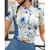 abordables Maillots de mujer-Mujer Maillot de Ciclismo Manga Corta Bicicleta Maillot Camiseta con 3 bolsillos traseros Filtro Solar Resistente a los rayos UV Transpirable Secado rápido Azul Deportes Ropa