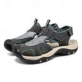 voordelige Buitensandalen-Bruine gesloten heren outdoor wandelsandalen met ademend mesh bovenwerk, gevoerde zool, avontuurlijke stijl voor volwassenen, geschikt voor bergpaden, boswandelingen, zomerkamperen