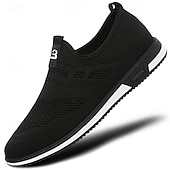 billige Slip-ons og loafers til herrer-Grå strikkede slip-on-sneakers for menn med elastisk passform – pustende, fleksible sko for løping, sport og aktiv livsstil