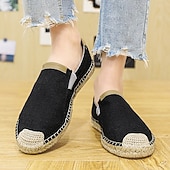 tanie Buty casual slip-on-męskie czarne espadryle wsuwane z podeszwą jutową - casualowe, wygodne obuwie letnie do noszenia na co dzień