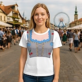 olcso pólók-Októberi fesztivál Dirndl nyomtatás Póló bajor München Német Grafikus Kompatibilitás Női Felnőttek Októberi fesztivál 3D nyomtatás Alkalmi / Napi