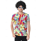 voordelige Bovenkanten-Cosplay kostuum T-Shirt Regenboog Jaren '70 Street Style T-shirt mouw Grafisch voor Voor heren Volwassenen 3D afdrukken  voor Halloween Carnaval Straat Festival