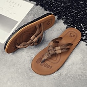 billiga Semester Sandaler-Herrbruna flip-flops i repstil med vadderad sula – bohemiskt inspirerade sommarsandaler för kustpromenader, stränder och vardagsbruk