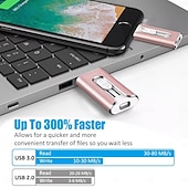 cheap Tool Accessories-USB 8 Pin USB 3.0 4 in 1 Mobile Phone Computer U-Disk with Type-C Adapter, Memory Stick Storage for Easily Backup Photos Videos, Plug and Play