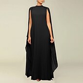 economico Matrimonio Informale / Di Giorno-Abiti A-Line Quinceanera elegante abito formale matrimonio lunghezza al pavimento maniche lunghe scollo alto chiffon con pieghe