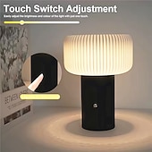 economico Lampade da tavolo e da lettura-Lampada da scrivania ricaricabile tramite USB, lampada da comodino, lampada da notte, lampada da studio, lampada a fungo, lampada da campeggio, ristorante, 1 pz.