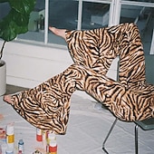 levne Spodní části-Retro Cikánský 70. léta Kalhoty Bell Bottoms světlé legíny Roztažené kalhoty Disko Vysoký pas Zvíře Leopard Tygr Maškarní kostým Dámské předvečer Všech svatých Karneval Dovolená hudební festival