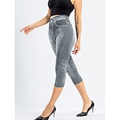 cheap Blue 3D Print-Women&#039;s Leggings Capri Pants 3D Print Chinos Vintage Streetwear Casual Calf-Length High Waist Plain Printing Comfy Soft Comfortable Stretchy Outdoor Street Black Red Blue Gray Summer Slim Fit