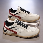 Χαμηλού Κόστους Ανδρικά Sneakers-Ανδρικά λευκά και κόκκινα αθλητικά αθλητικά παπούτσια με μαύρο σχέδιο και κορδόνια - αθλητικά, άνετα, ιδανικά για τρέξιμο, γυμναστήριο και casual ρούχα