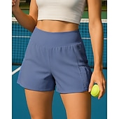 cheap Women&#039;s Skirts &amp; Skorts-Women&#039;s Solid Colored Sports Shorts Tennis Shorts 2 in 1 Moisture Wicking Breathable Tennis Golf Pickleball Black Yellow Pink Tennis Clothing
