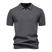 preiswerte Klassisches Poloshirt für Herren-Herren Polo Strick-Polopullover Geschäft Lässig V Ausschnitt Kurzarm Formell Einfarbig Texture Neuheit Sommer Ganzjahres Hellblau Schwarz Weiß Marineblau Armeegrün Dunkelgray Polo