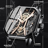 preiswerte Quarz-Uhren-Mode für Männer Armbanduhren Luxus Chronograph leuchtend wasserdicht Datum Mann Uhr quadratisches Zifferblatt Leder Quarz Herrenuhren