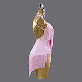 levne Oblečení na latinskoamerické tance-Tanec Latinské Salsy Šaty Křišťál / imitace drahokamu Třásně Čistá Barva Dámské Výkon Trénink Bez rukávů Spandex