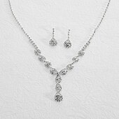 billiga Smyckeset-brudsmyckeset 1 set strass örhängen i legering halsband damer eleganta snygga smyckeset för bröllop jul förlovning