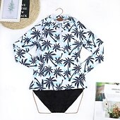preiswerte Hautausschlagswächter-Damen Rash Guard Badeanzug UV-Sonnenschutz UPF50+ Langarm Bademode Badeanzug Frontreißverschluss Schwimmen Surfen Strand Wassersport Blumenmuster Tropisch Sommer Frühling