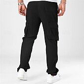 preiswerte Sweatpants-Herren Cordhose Hose Freizeithose Tasche Kordelzug Elastischer Bund Einfach Komfort Sport im Freien Täglich Mode Lässig Schwarz Weiß Mikroelastisch