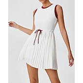 economico Abbigliamento Tennis da donna-Per donna Patchwork Abito da tennis Abito sportivo Senza Maniche Coulisse Pieghettato Traspirante Tennis Golf Pickleball Girocollo Tank Back Nero Rosso Verde Abbigliamento da tennis