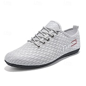 voordelige Herensneakers-Grijze mesh sneakers voor heren met ademend bovenwerk en vetersluiting - lichtgewicht, comfortabel, geschikt voor dagelijks gebruik en een actieve levensstijl