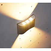 baratos Candeeiros Luzes de Exterior-Luminária de parede solar externa de aço inoxidável 6led, à prova d&#039;água, para varanda, pátio, pátio, cerca, decoração noturna, fácil instalação, decoração de jardim, luminária de parede solar externa