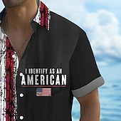 voordelige Onafhankelijkheidsdag T-shirts-Independence Day Voor heren Amerikaanse Amerikaanse vlag Vaderlandslievend Vierde juli Overhemd Zomer overhemd Overhemd met knopen Korte mouw Mode-casual Feestdagen Zomer Lente Strijkijzer