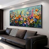 cheap Floral/Botanical Paintings-Mintura Handmade Texture Flower Oil Paintings On Canvas Wall Art Decoration Modern Abstract Picture For Home Decor Rolled Frameless Unstretched Painting