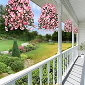 economico Piante e Fiori Artificiali-Confezione da 2 fiori artificiali finti pendenti, piante per esterni, decorazioni primaverili ed estive, finta seta resistente ai raggi UV, realistici fiori di ipomea rampicanti per casa, veranda, patio, balcone.
