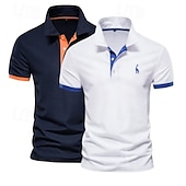 levne Pánské sportovní polo-Pánské polo tričko s krátkým rukávem, 2 ks, ležérní, s klopou, pohodlné, s ozdobným potiskem &amp;vyšívané základní letní polo tričko regular fit