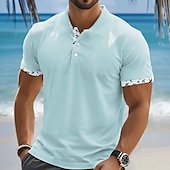 preiswerte Lässiges Henley-T-Shirt-Herren T Shirt Henley Hemd Kurzarm Designer Lässig Straße Lässig Täglich Sommer Frühling Hellrosa Hellgrün Hellblau Henley Henley T-Shirt