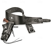 ieftine Depozitare  &amp; Organizare-Toc de revolver din piele western cu bucle pentru muniție, toc de tragere cowboy, curea de armă vintage în stil sass pentru bărbați, accesoriu pentru costum Old West