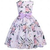 cheap Party Dresses-Kids Girls&#039; Party Dress Graphic Sleeveless Short Sleeve Performance Special Occasion Princess Polyester Party Dress Summer Spring kids Pink Blue Purple