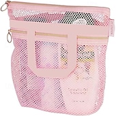 cheap Luggage &amp; Travel Storage-Beach Bag Mesh Shower Bag,Portable Shower Caddy Transparent Mesh Cosmetic and Toiletry Travel Organizer, Lightweight Mesh Sandproof Bag for Beach, Bathroom, or Gym – 3 Colors