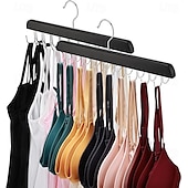 cheap Home Storage &amp; Hooks-2 Pack Bra Hanger for Closet Organizer Premium Wooden Tank Top Hangers with 40 Foldable Hooks 360 Rotating Design Space Saving Storage for Tank Tops Bras Scarves and More