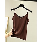cheap Plain Tank Top-Women&#039;s Camisole Tank Top Solid Color Daily Sleeveless Crew Neck Regular Tops Daily Backless Light Blue Iron Gray Denim Blue Matcha green Black Summer