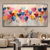 cheap Floral/Botanical Paintings-Mintura Handmade Heart Chart Press Oil Paintings On Canvas Wall Art Decoration Modern Abstract Picture For Home Decor Rolled Frameless Unstretched Painting