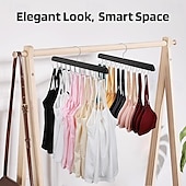 cheap Home Storage &amp; Hooks-2 Pack Bra Hanger for Closet Organizer Premium Wooden Tank Top Hangers with 40 Foldable Hooks 360 Rotating Design Space Saving Storage for Tank Tops Bras Scarves and More