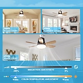 economico Lampadine-1 ventilatore da soffitto con attacco E26/27 e telecomando, con luci e prolunga per presa, lampadina a 3 velocità, ventilatore da soffitto con 6 pale per camera da letto, cucina, garage, effetto legno.