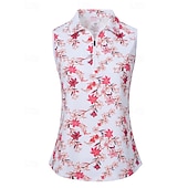 economico Camicia Donna-Per donna Floreale Maglia da tennis Senza Maniche Stampato UPF50+ Asciugatura Rapida Tennis Golf Badminton Collo con zip Maglietta Top Rosa Verde Abbigliamento da tennis