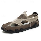 billiga Avslappnade sandaler-Herrsandaler Bruna Mesh-utomhussandaler med justerbara remmar och vadderad sula för vandring, strand och sommaräventyr