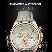 economico Orologi meccanici-Orologio da uomo, moda, lusso, sportivo, orologio da polso da uomo, impermeabile, luminoso, in pelle, con data, al quarzo.