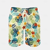 billige Tropiske planter og blomster-Herre Ananas Palmetre Tropiske planter Badeshorts Surfeshorts Medium Midje Gatemote Hawaiisk Strandferie Sidelommer Mesh fôr Elastisk snøring i midjen Designer Klær