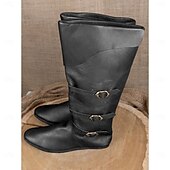 abordables Calzado-Medieval Renacimiento Zapatos Botas hasta la rodilla Botas planas de jazz Hombre Celta Pirata Víspera de Todos los Santos Mascarada Rendimiento LARP Feria Ren Adulto Zapatos